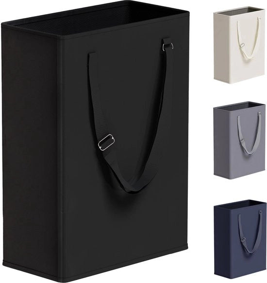 Wasmacchina compatta con maniglie regolabili e lunghe, 45L, piccola waschiera con coperchio in gommapiuma, piccola waschiera per bucato sporco per camera da letto, armadio e bagno - nero