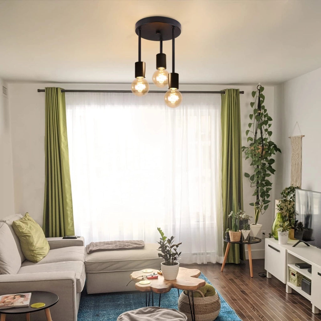 ZMH Faretto da soffitto neri tripli E27 stile industriale retrò per ristorante corridoio soggiorno senza lampadina