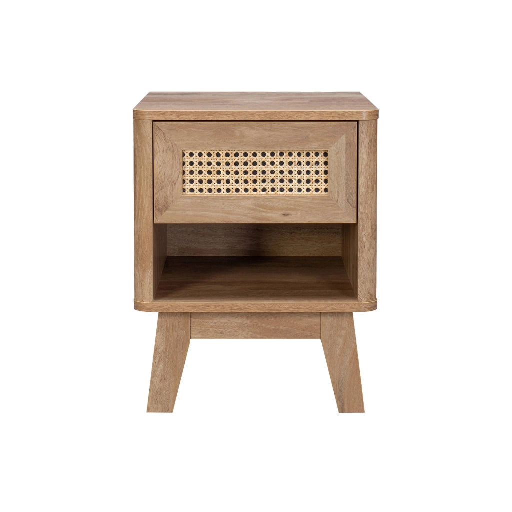 Set 2 comodini con decorazione in legno e canna da zucchero, marrone