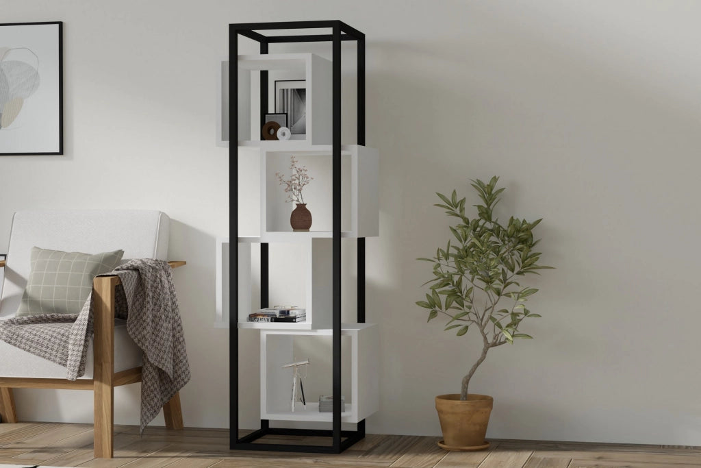 Libreria in legno "Rabant" - 44 x 29 x 140 cm - Bianco