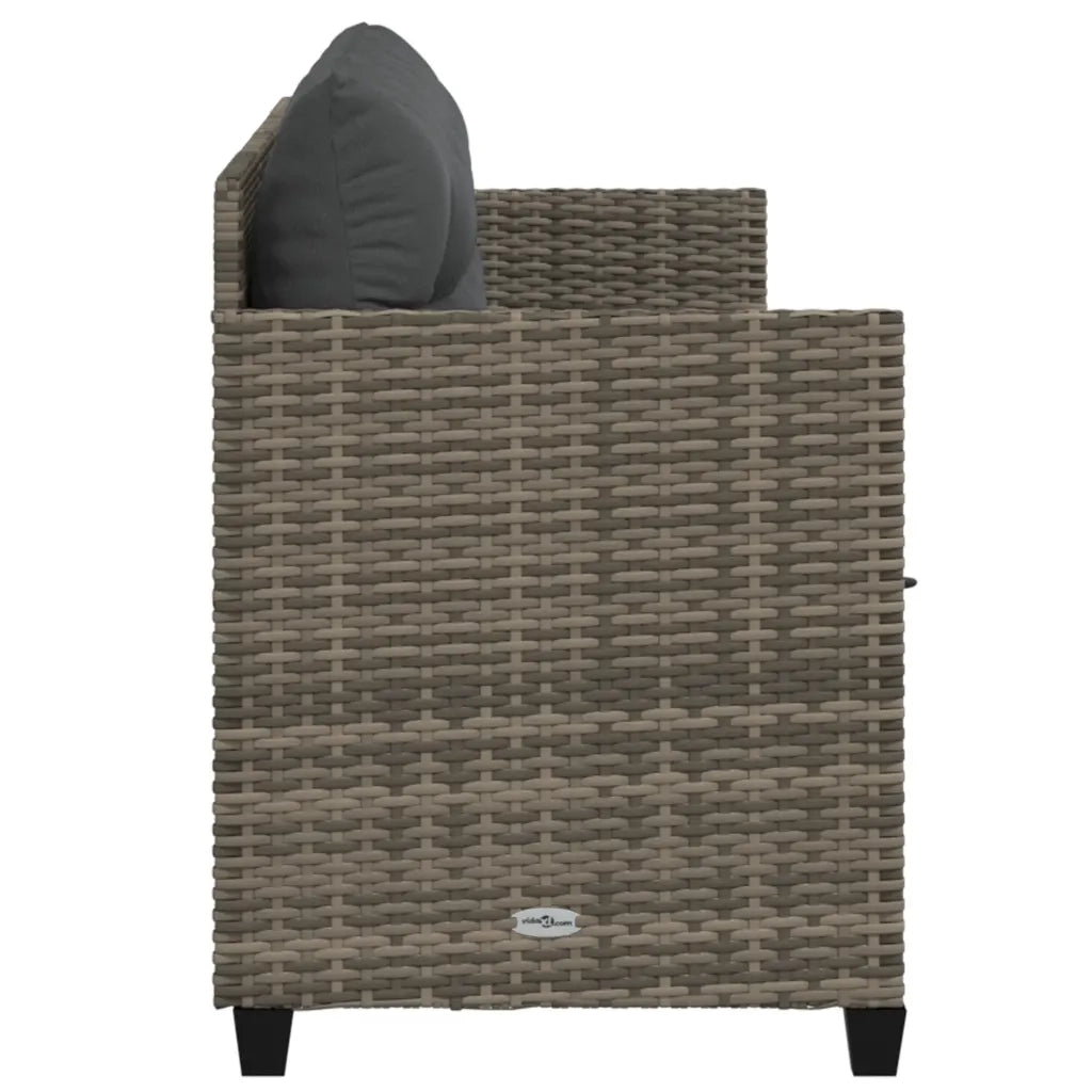 Lettino Prendisole con Cuscini Grigio in Polyrattan 368328