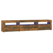 Mobile TV multimediale scaffale TV credenza mobile TV per sala da pranzo soggiorno camera da letto con luci a LED rovere affumicato 195 x 35 x 40 cm marrone 02_0026726