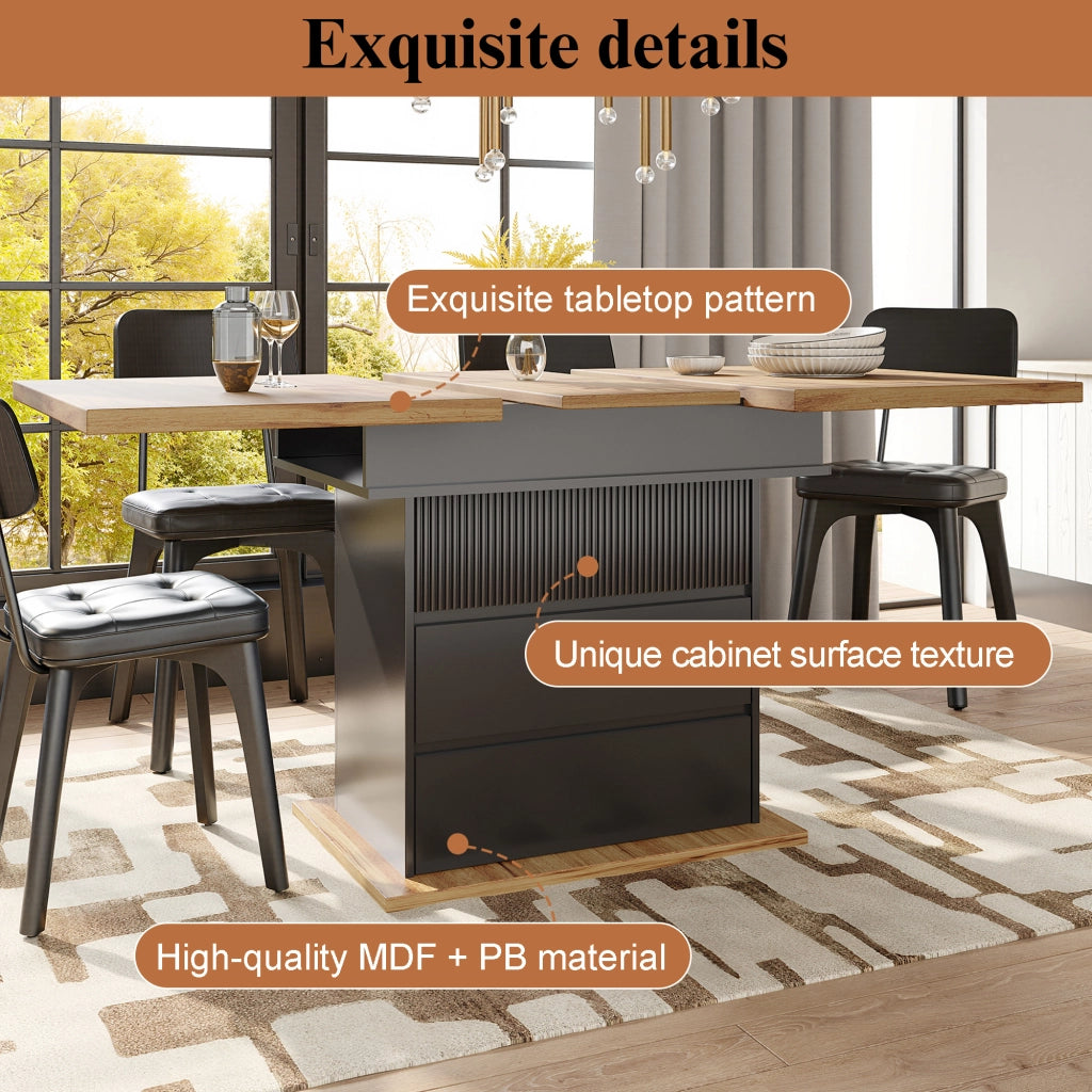 Tavolo da Pranzo Allungabile Pieghevole Salvaspazio ¨C MINIMAL ¨C Nero, 110-140x80 cm, 4-6 Persone