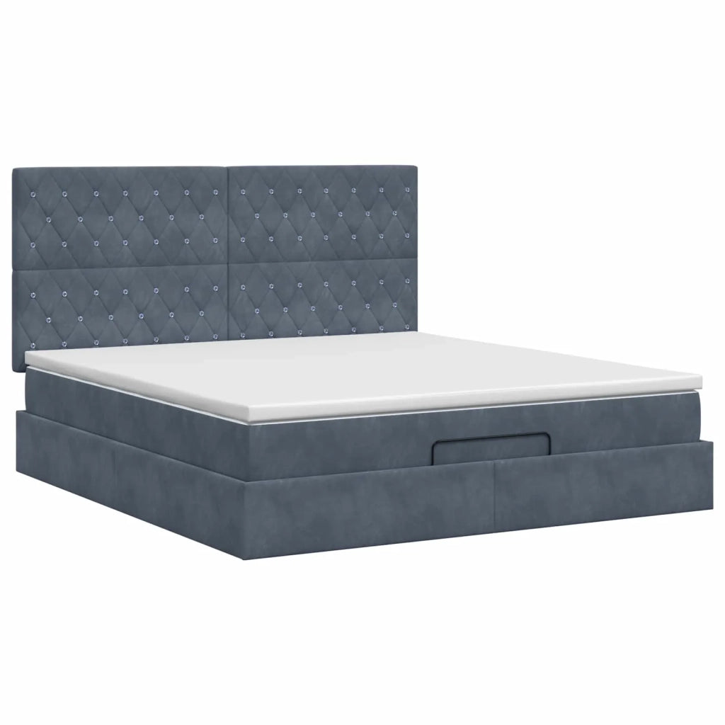 Letto ottomano con materasso Grigio Scuro 180 x 200 cm Velluto 3457666