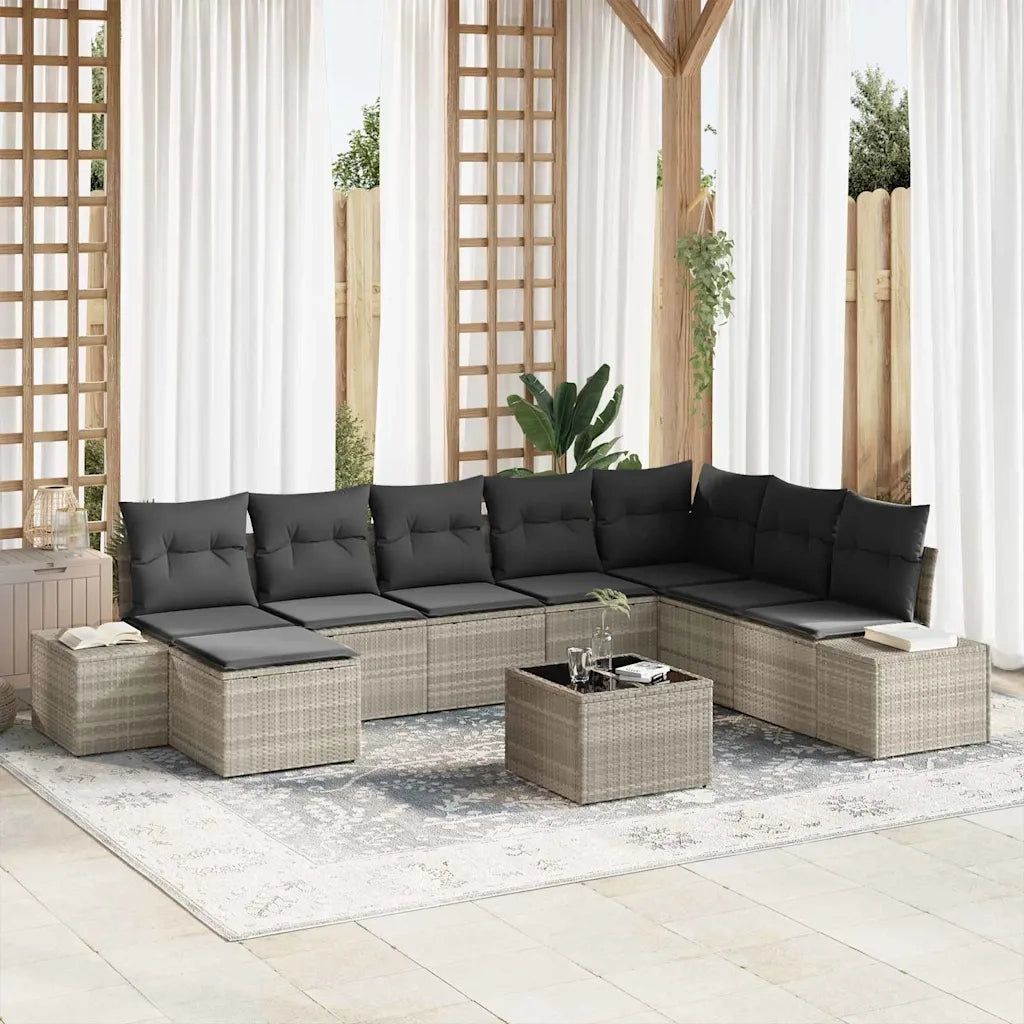 Set Divano da Giardino 8 pcs Grigio chiaro polyrattan 3355861