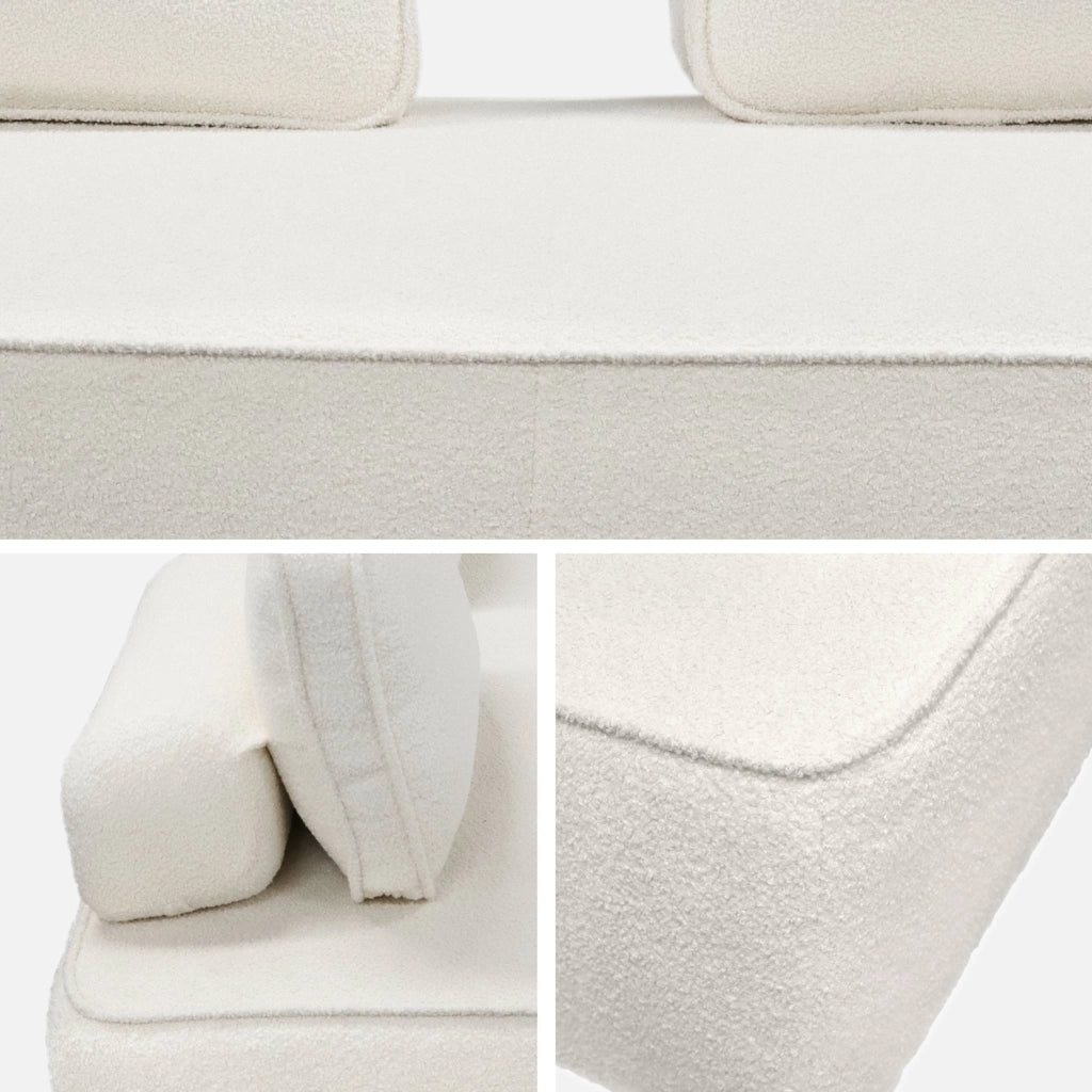 Divano modulare in bouclé, 3 posti, crema
