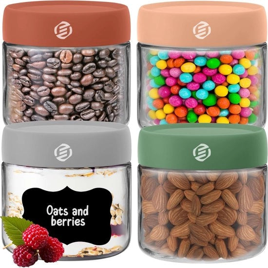 Set di Overnight Oats in Jar di Mason - Bicchieri per Muesli - Bicchiere per Avena - Kit - Da non perdere per il tuo colazione