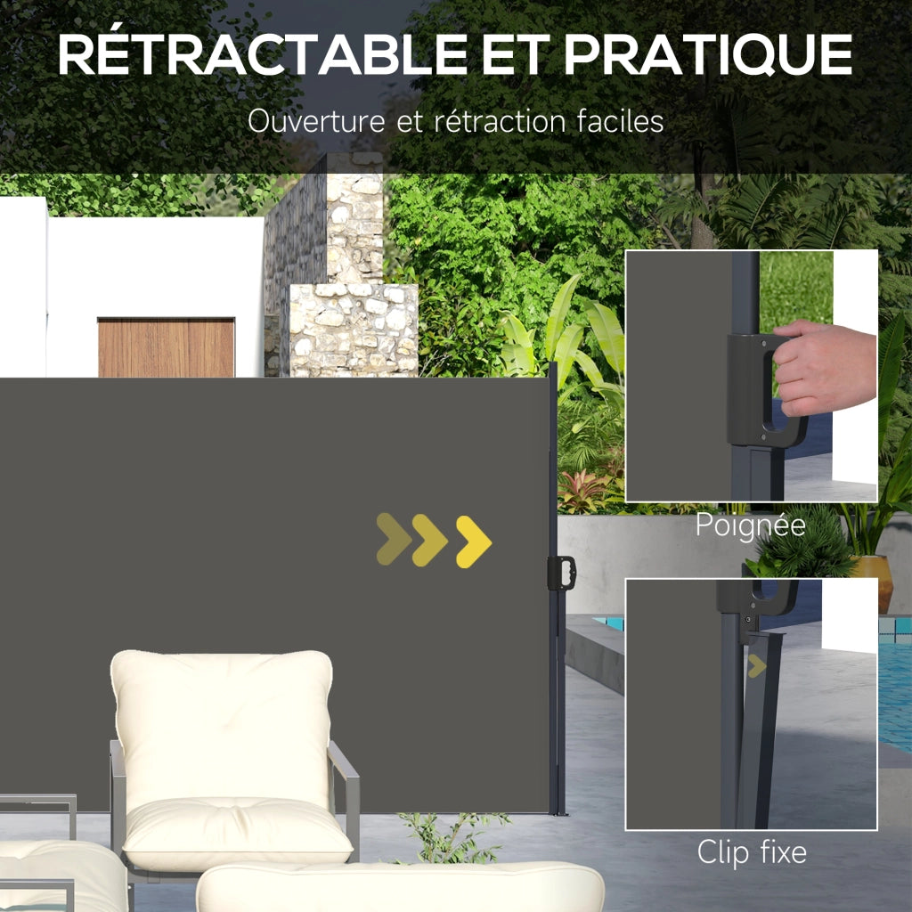 Paravento retrattile per esterno ¨C zephmum ¨C grigio, alluminio e poliestere, 4x1.8m