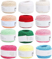 Set di Crochet per Fili di Cotone Leggeri per Estate - Set di Sciarpa Calza Tazza Mat Mattonella (12 Colori)