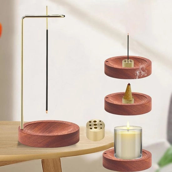 Wierookhouder 2-in-1 in Legno - 9 Fori - Adatto per Stuzzicadenti di Wierocchi - Decorativo - Meditazione