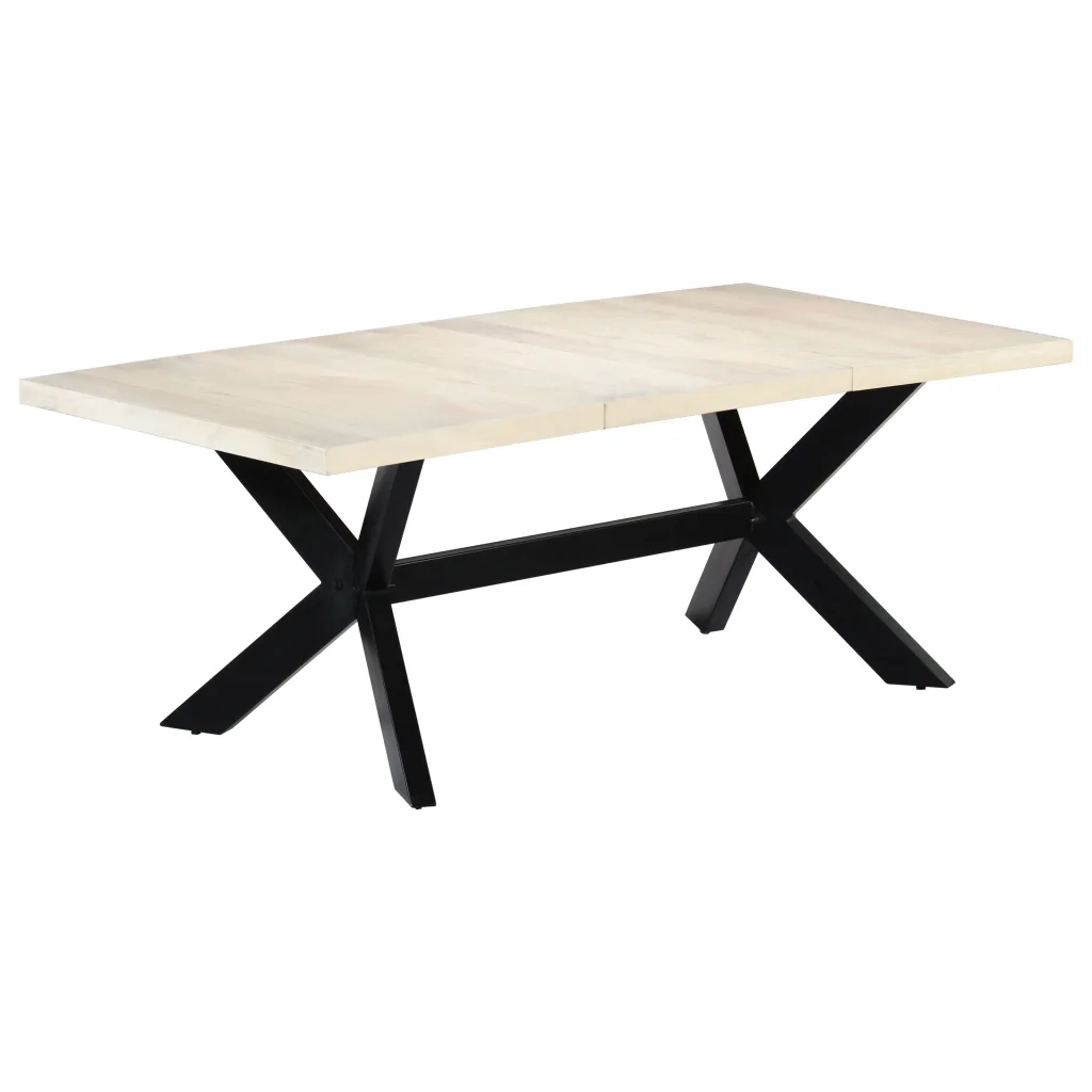 Tavolo da Pranzo Bianco 200x100x75 cm Legno Massello di Mango cod mxl 58839