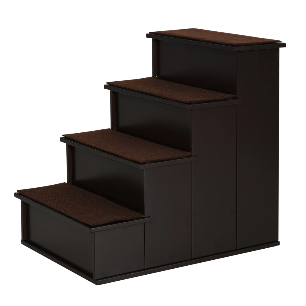 Scaffale per animali domestici a 3 gradini con tappeto antiscivolo in MDF marrone scuro 40 × 59 × 54,2 cm