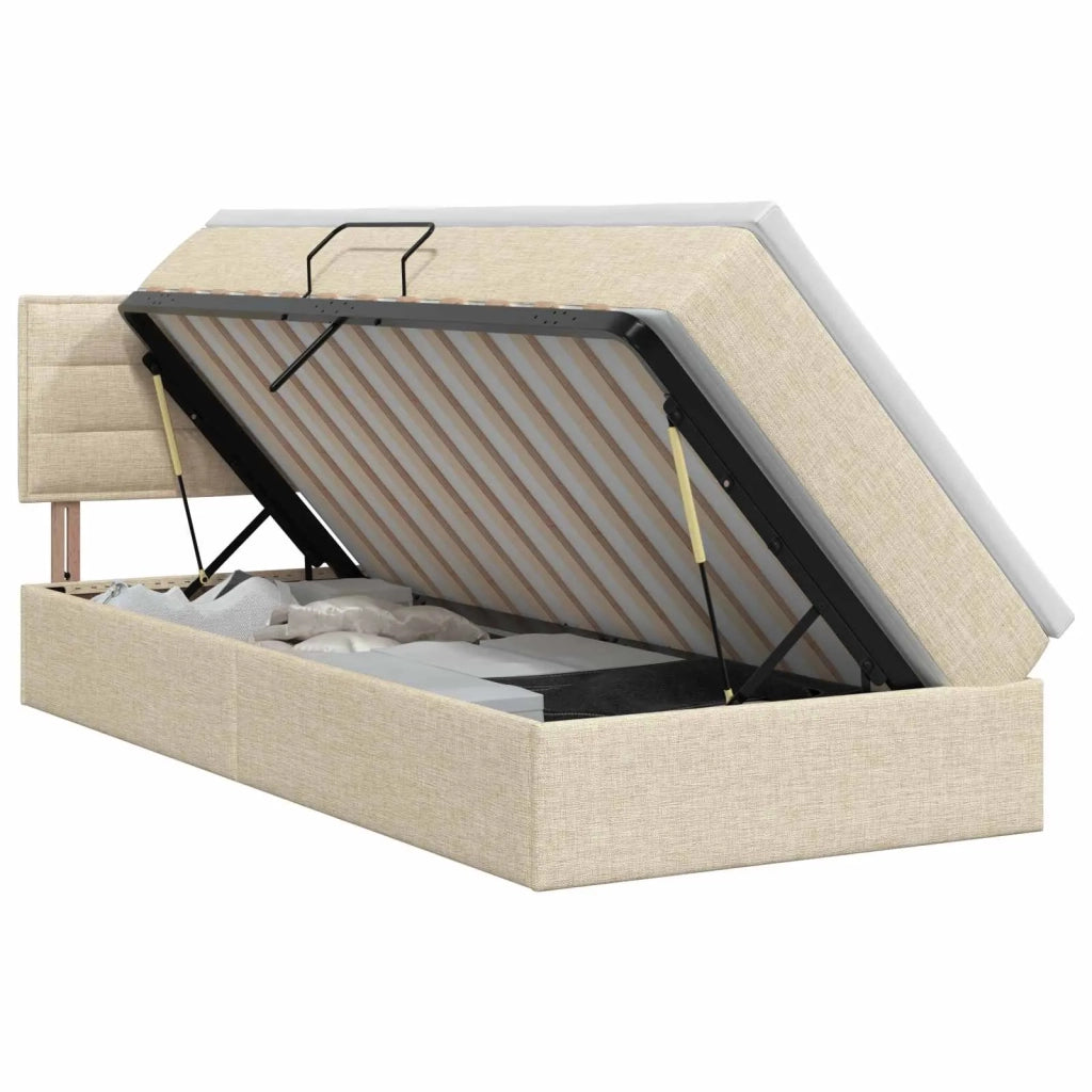 Letto con contenitore e materasso Crema 100 x 200 cm Velluto 3458542