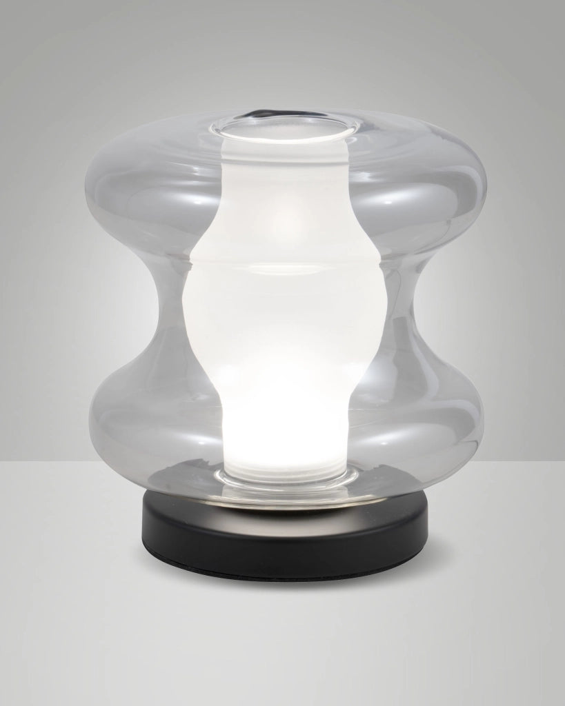 Lampada da Tavolo Frua Ø18cm, LED 7W Integrato 750lm, CCT Switch 2700K/3000K/4000K, Struttura Metallo e Vetro Borosilicato Grigio - Frua