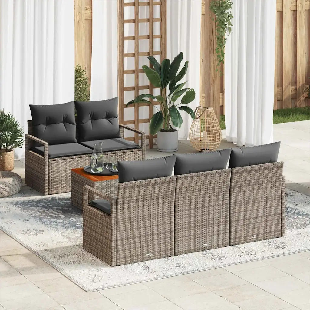 Set Divano da Giardino 6 pcs Grigio polyrattan 3356312