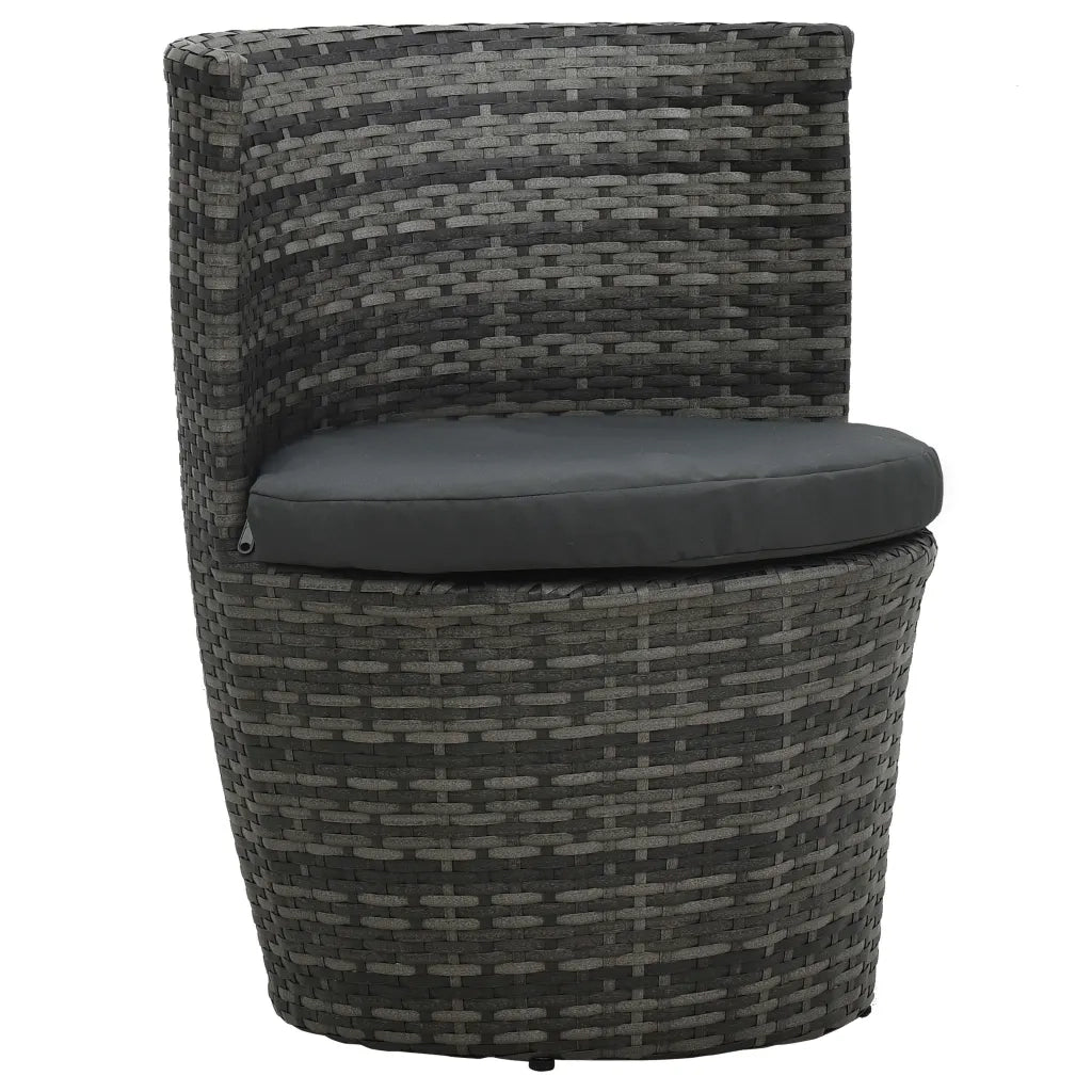 Set da Bistrot 3 pz con Cuscini in Polyrattan Grigio cod mxl 44591