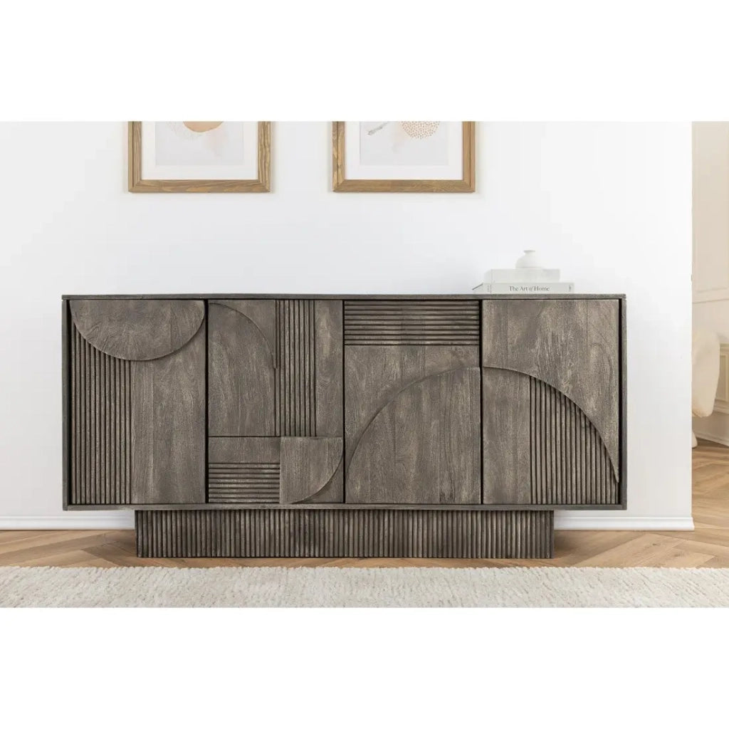 Buffet 170 cm 4 porte legno massiccio mango grigio fumé - Collezione ORINO