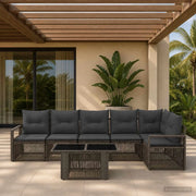 Set Divano da Giardino 7 pz Grigio e Grigio Scuro polyrattan 3437099