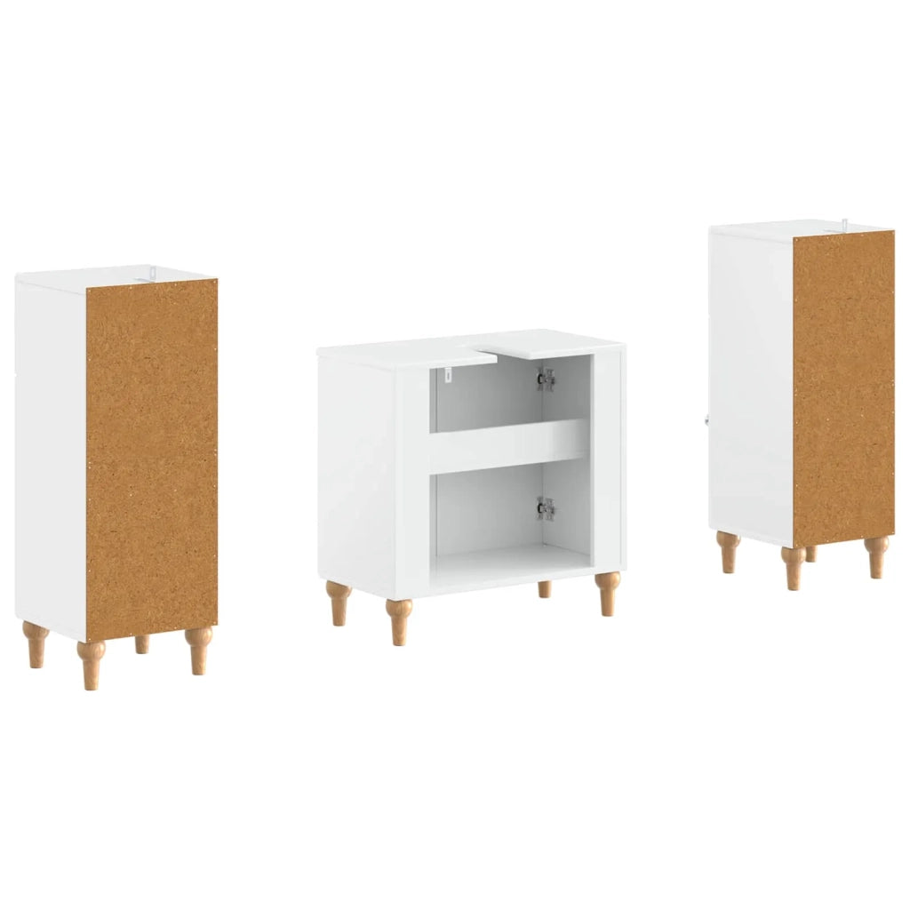 Set di Armadi da Bagno da 2 Pezzi ALKMAAR Bianco Lucido 3417994