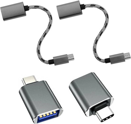Adattatore USB C a USB 4 pezzi con cavo di adattamento OTG USB 3.0 colore grigio - Compatibile con MacBook Pro Samsung Galaxy Telefoni Tabelle