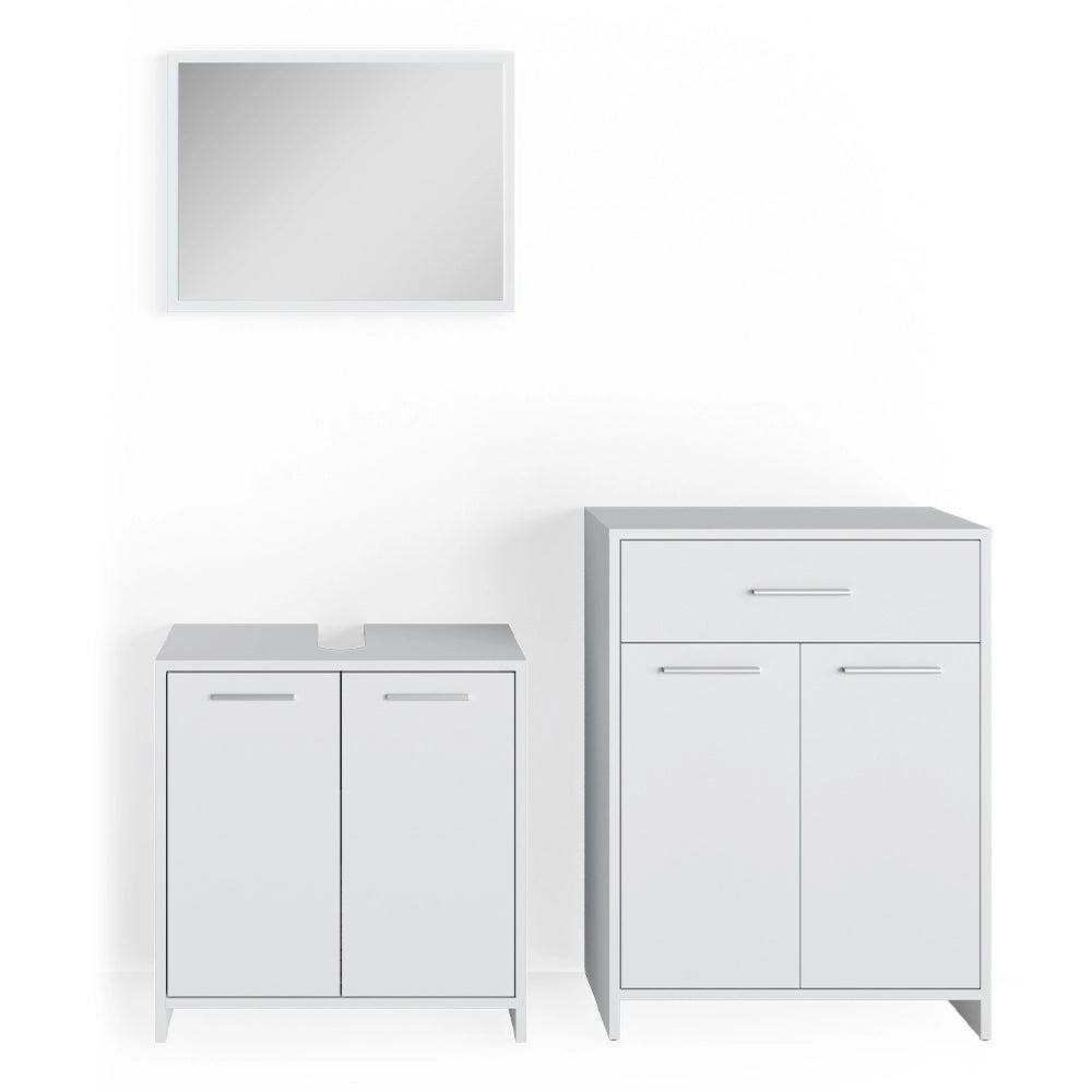 Vicco Set mobili bagno Bianco 3 parti, con mobile midi