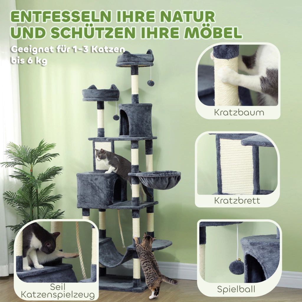Albero tiragraffi per gatti ¨C zephmum ¨C 206 cm grigio scuro