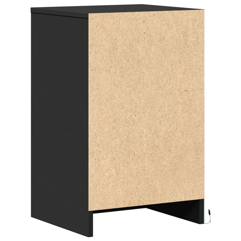 Comodino con Luci LED Nero in Legno Multistrato 852000