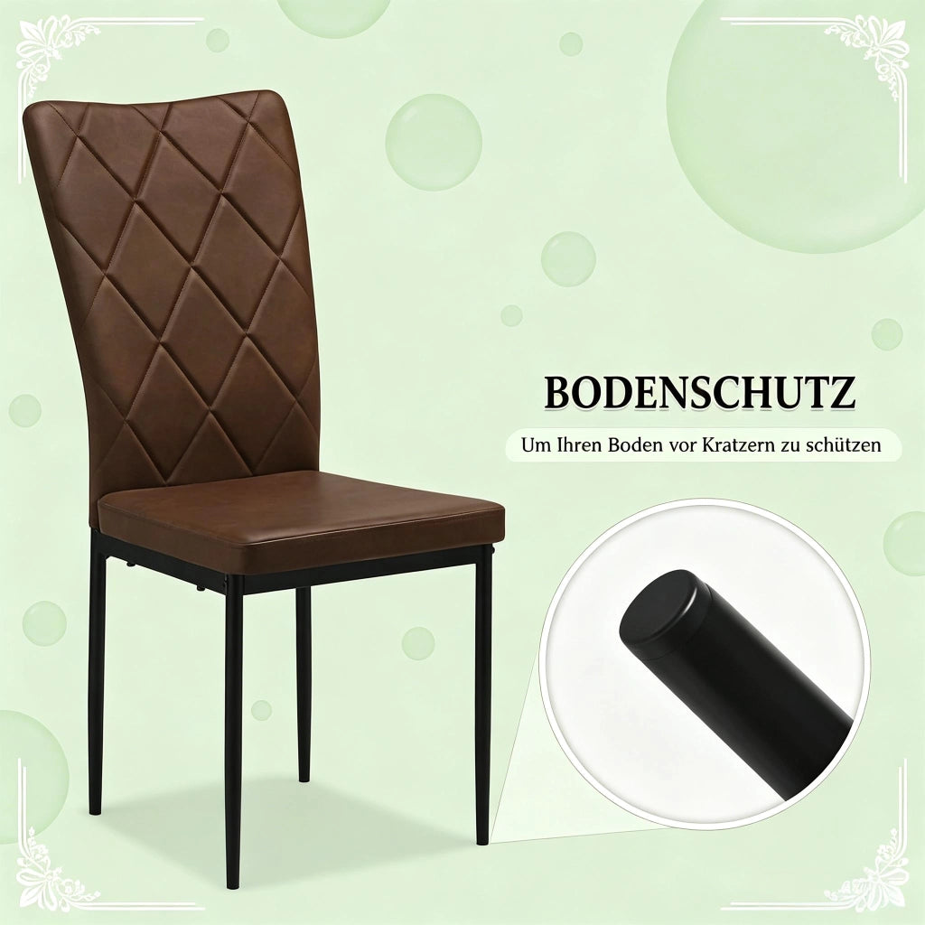 SEDIA da pranzo ergonomica 42 x 94,5 x 59 cm pelle sintetica marrone scuro Set 4 pezzi
