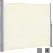 Paravento Esterno, Tenda Laterale Retrattile, 180x350 cm, Frangivista, Protezione Solare & Antivento, per Giardino, Balcone, Terrazza, Patio, Crema