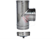RACCORDO A T INOX PER STUFA D.8 CM + TAPPO PER CANNE FUMARIE