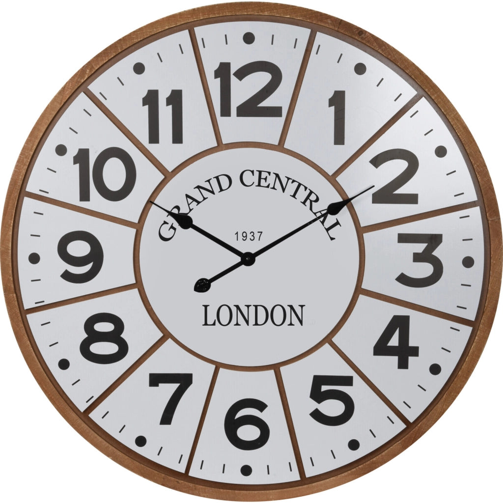 OROLOGIO DA PARETE D.76CM IN MDF BIANCO / MARRONE