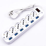 V-TAC Multipresa con Cavo 1,5mt 6 Prese 10/16A 2P+T Bipasso + Shuko a 45° Interruttore Generico 6 Singoli Spina 16A 2P+T SKU 8739