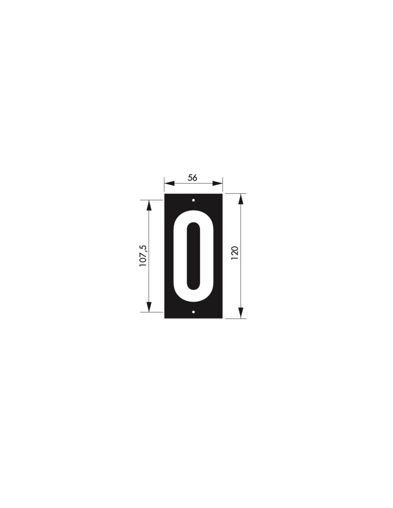 Targa numerica 56 x 130 mm con numero "0", da avvitare – THIRARD
