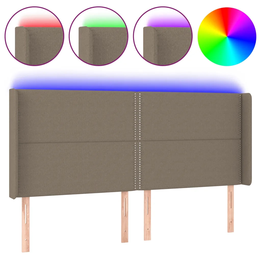 Testiera a LED-Testata con LED Tortora 203x16x118/128 cm in Tessuto 758102
