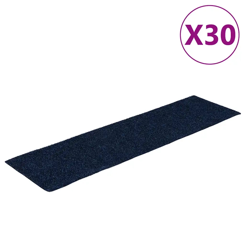 Tappetini per scale autoadesivi 30 pz | Gradini per Scale 76x20 cm blu navy rettangolari
