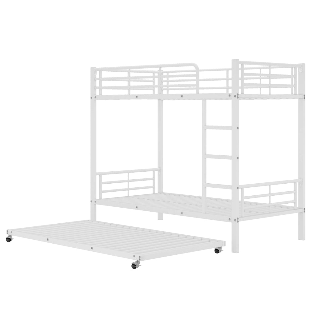 Letto a Castello con Letto Estraibile ¨C MINIMAL ¨C Ferro Bianco 90x200cm