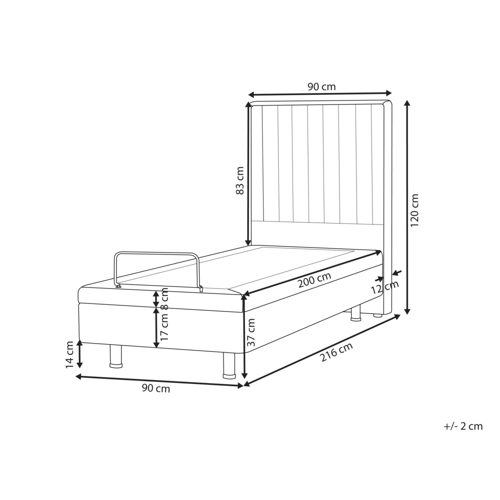 Letto Tessuto Beige chiaro Elettrico Regolabile con Telecomando 90 x 200 cm