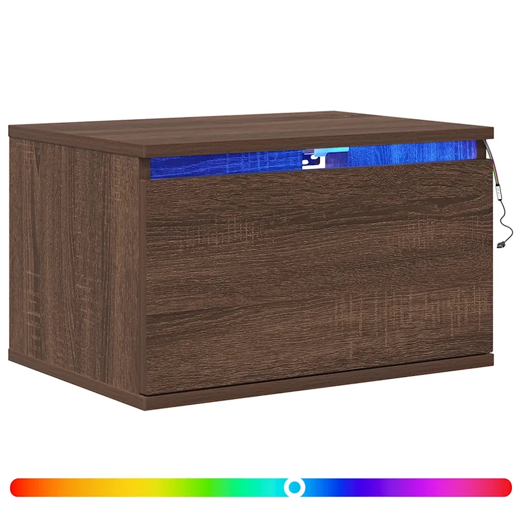 Comodini a Parete con luci LED 2 pz Rovere Marronecod mxl 85001