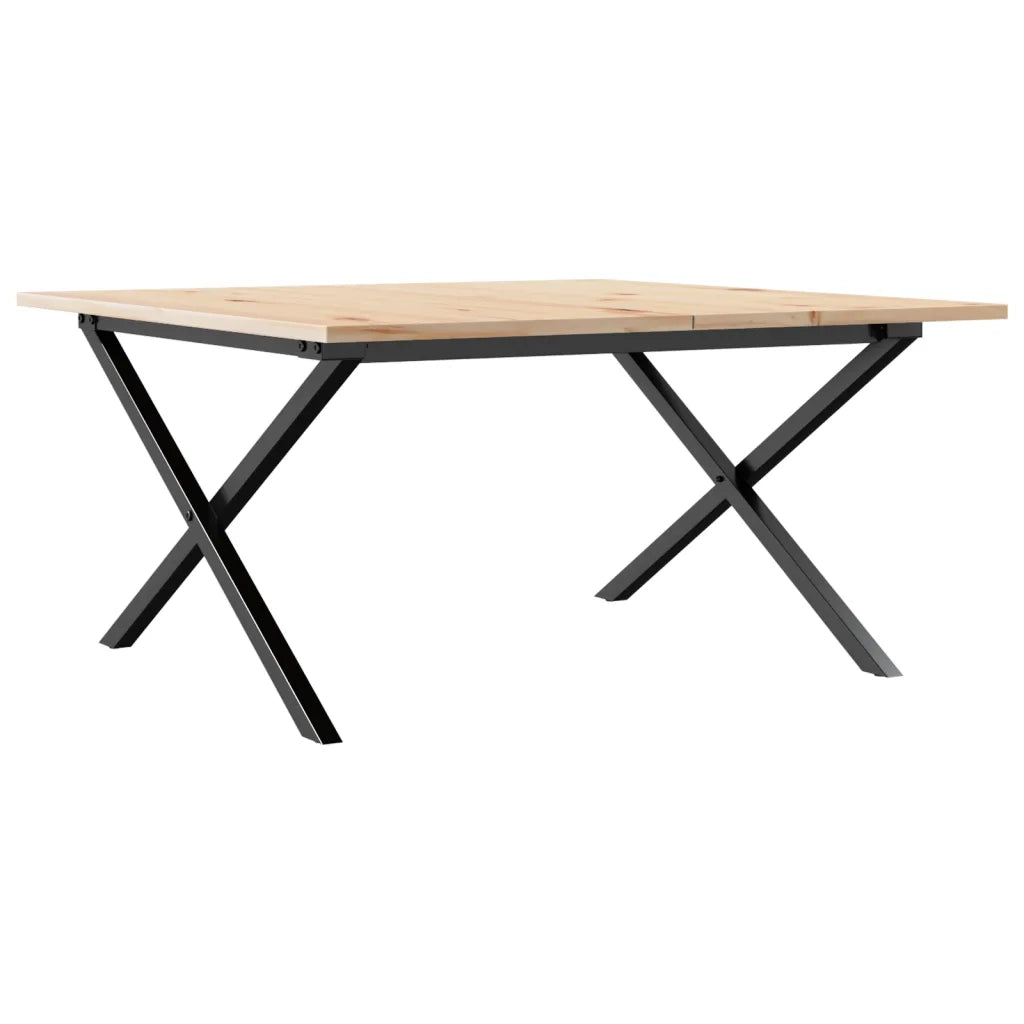 Tavolino da Salotto Telaio a X 80x80x45 cm Legno Pino e Acciaio