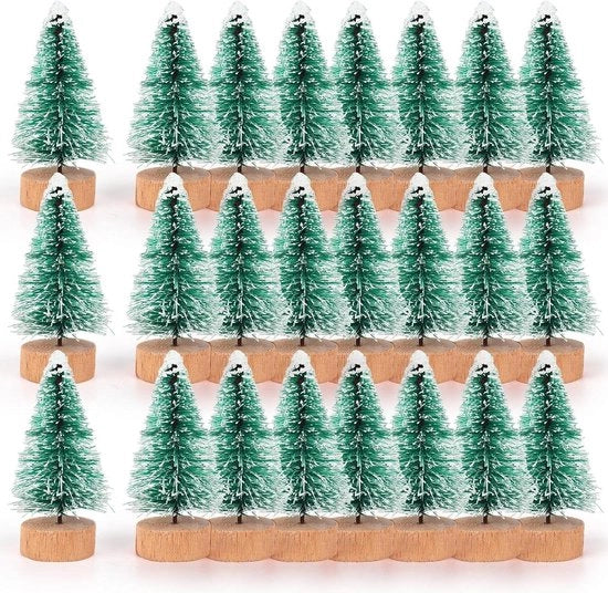 Mini alberi di Natale per decorazione di Natale 24 pezzi Pennello per decorazione di alberi di Natale