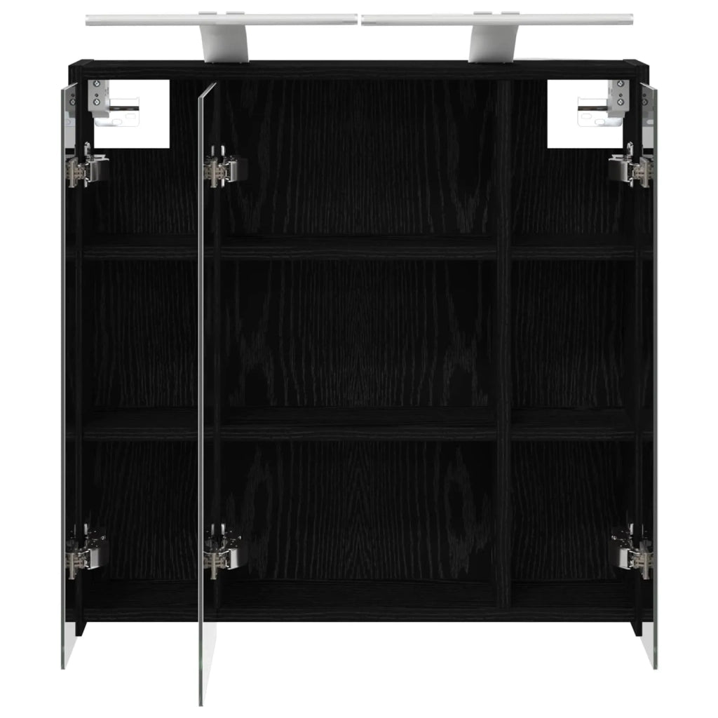 Mobiletto per specchio da bagno Rovere Nero 63,5 x 16 x 62,5 cm