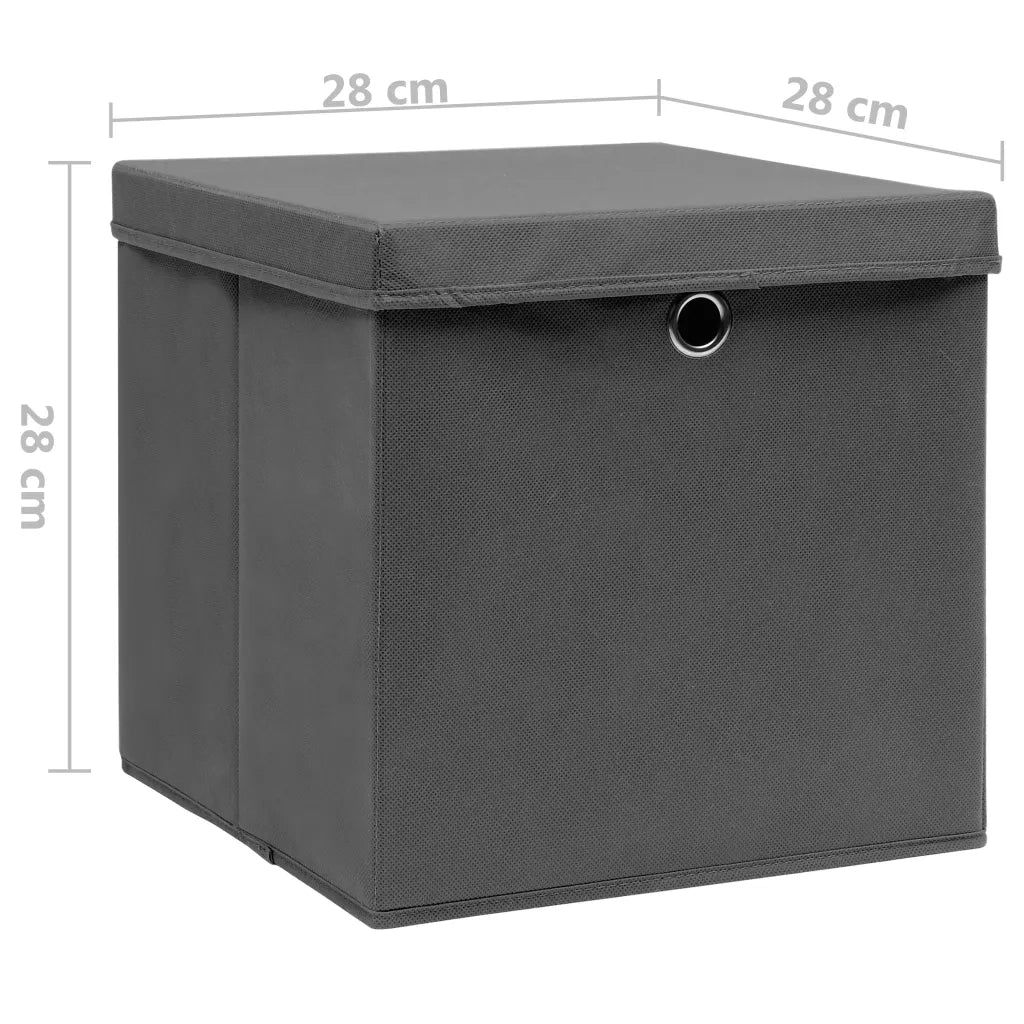Contenitori con Coperchi 10 pz 28x28x28 cm Grigio 325194