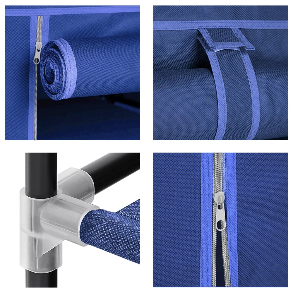 Scarpiera Salvaspazio Struttura Metallo Rivestimento TNT PortaScarpe Antipolvere Blu