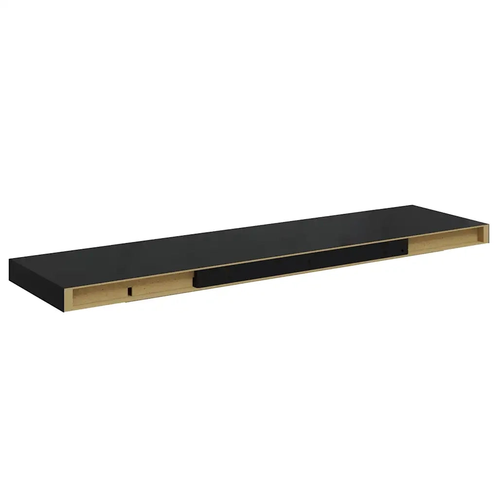Scaffali a Parete 2 pz Nero Lucido 90x23,5x3,8 cm in MDF 323776