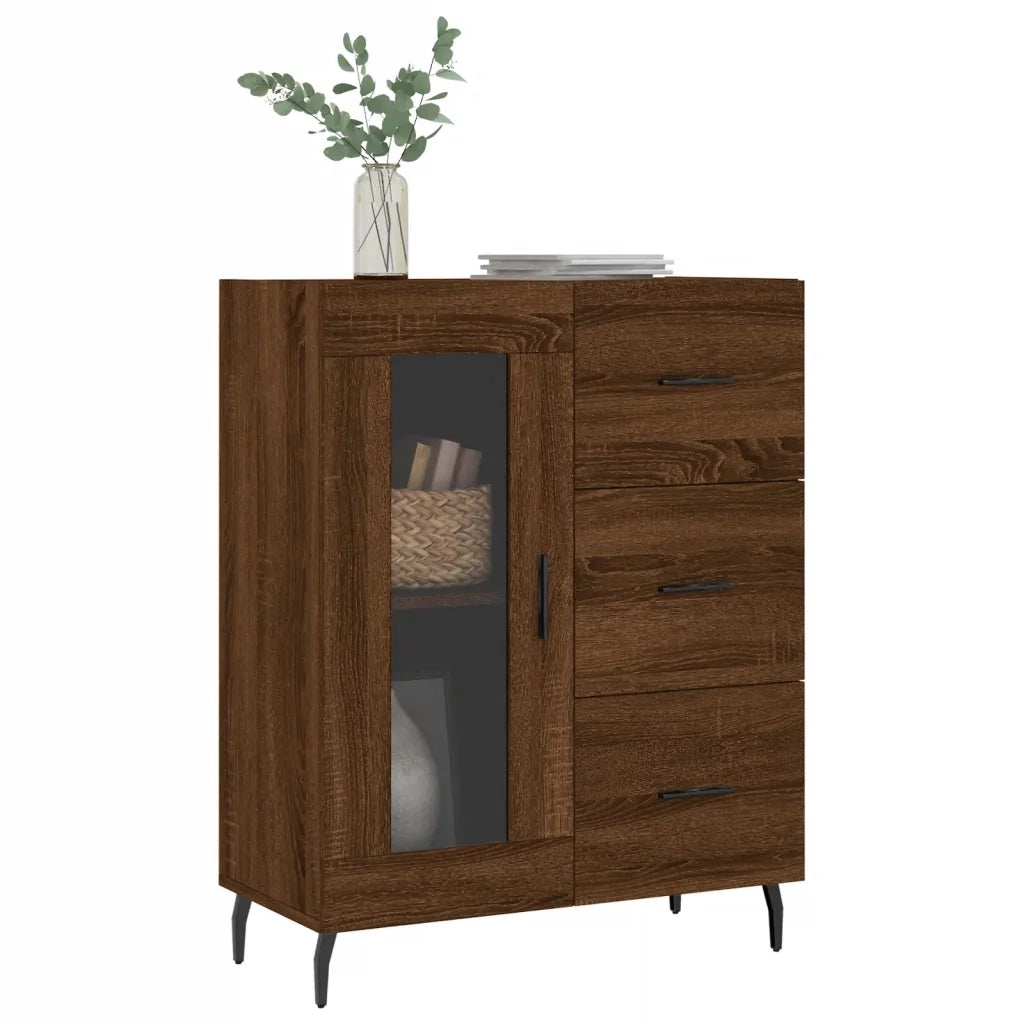 Credenza Rovere Marrone 69,5x34x90 cm in Legno Multistrato 828067