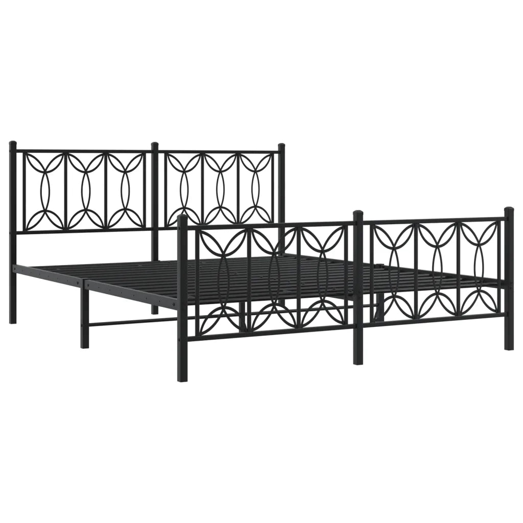 Giroletto con Testiera e Pediera Metallo Nero 150x200 cm 376148