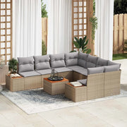 Set Divano da Giardino con cuscino 9 pcs Beige Poly Rattan 3356725