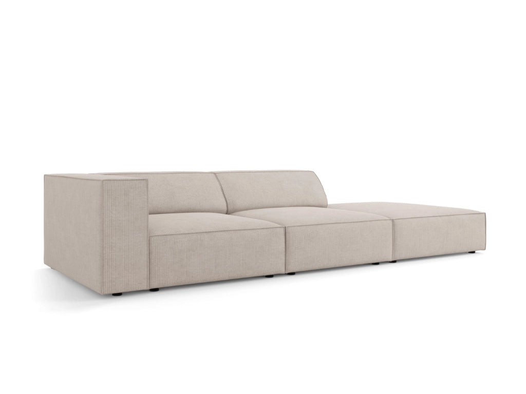 Cosmopolitan Design - Divano destro "Arendal" 4 posti in ciniglia con effetto a coste beige scuro 