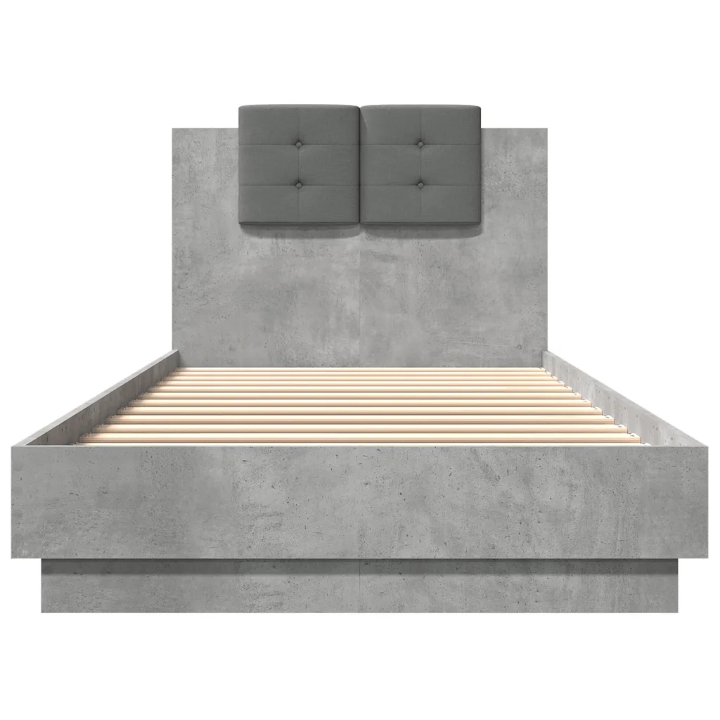 Giroletto con Testiera e LED-Struttura Letto con testiera Grigio Cemento 100x200 cm 306346