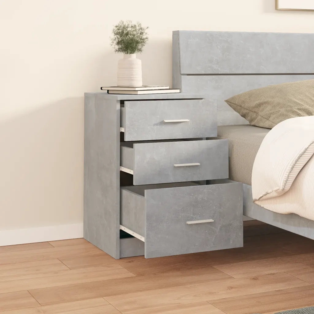 Comodino Grigio Cemento 40x40x63 cm in Legno Multistrato 808643